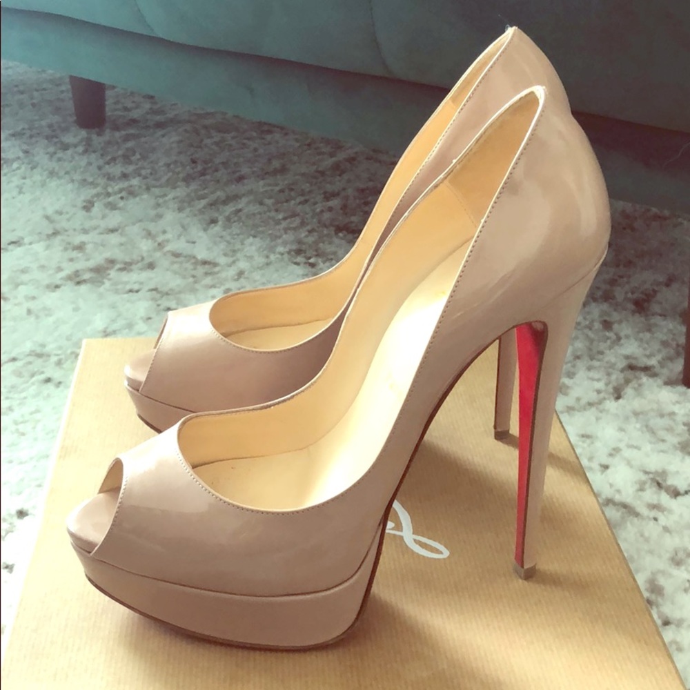 Christian Louboutin Lady Peep 150 Nude Pumps 40.5